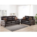 Bonded Leather 2 Pieces Sofa Set With Pillows In Brown