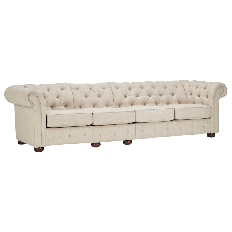 Beige Linen Modular Sofa, 4-6 Seat, 117.6-164.8"W