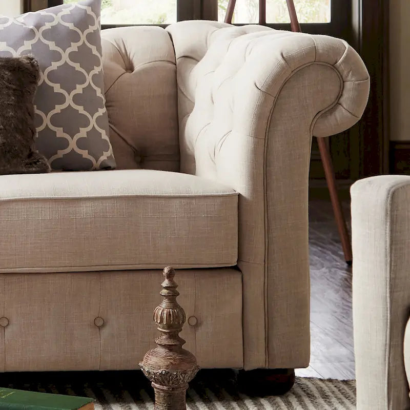 Knightsbridge Beige Linen Tufted Chesterfield Modular Sofa by  Artisan