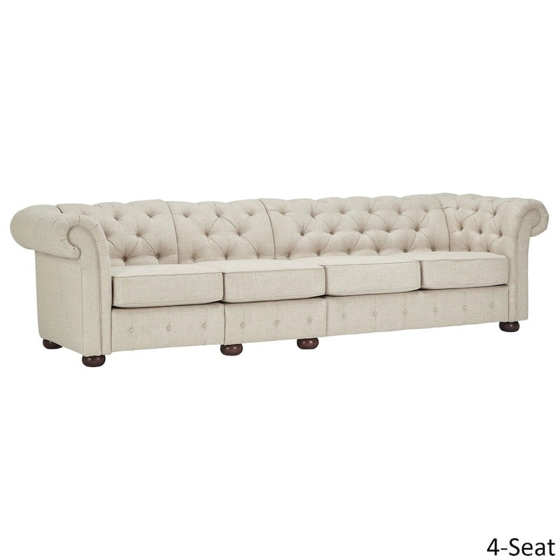 Beige Linen Modular Sofa, 4-6 Seat, 117.6-164.8"W