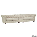 Beige Linen Modular Sofa, 4-6 Seat, 117.6-164.8"W