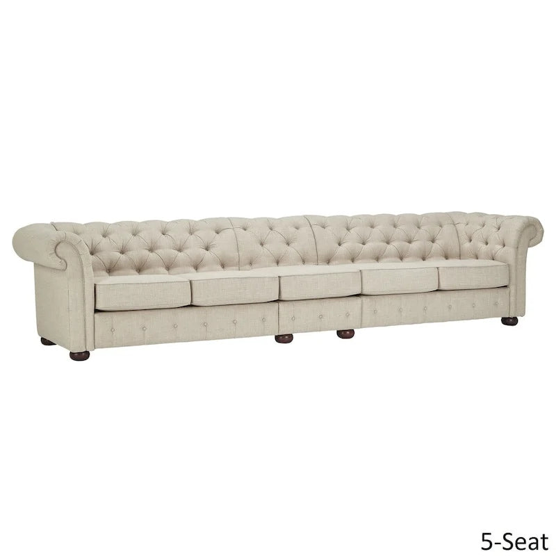 Beige Linen Modular Sofa, 4-6 Seat, 117.6-164.8"W