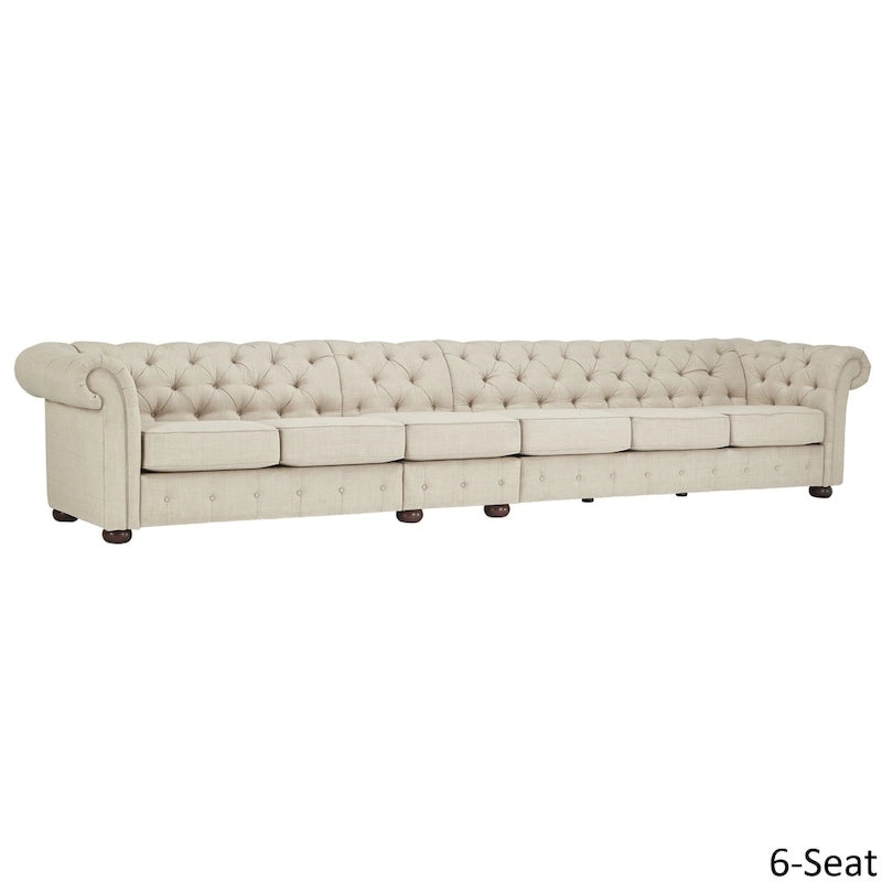 Beige Linen Modular Sofa, 4-6 Seat, 117.6-164.8"W