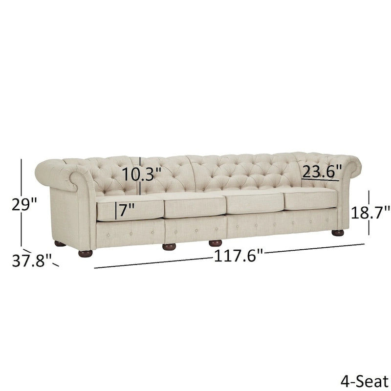 Beige Linen Modular Sofa, 4-6 Seat, 117.6-164.8"W