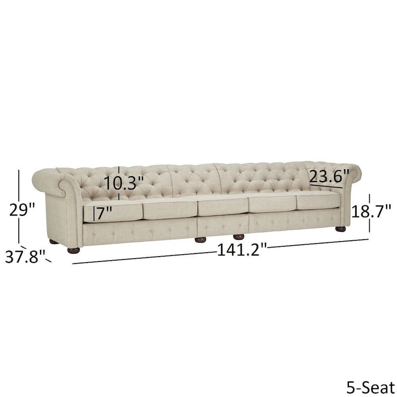 Beige Linen Modular Sofa, 4-6 Seat, 117.6-164.8"W