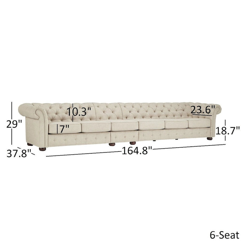 Beige Linen Modular Sofa, 4-6 Seat, 117.6-164.8"W