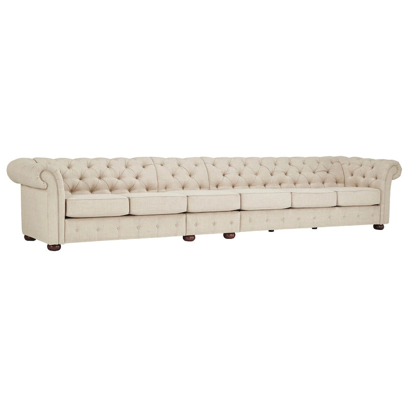 Beige Linen Modular Sofa, 4-6 Seat, 117.6-164.8"W