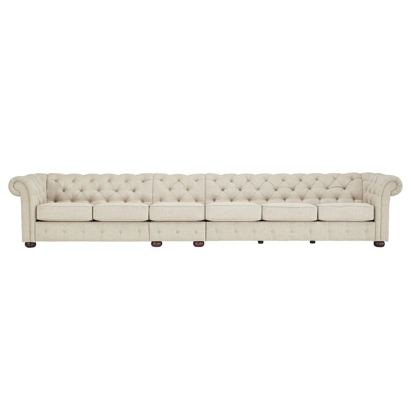 Beige Linen Modular Sofa, 4-6 Seat, 117.6-164.8"W