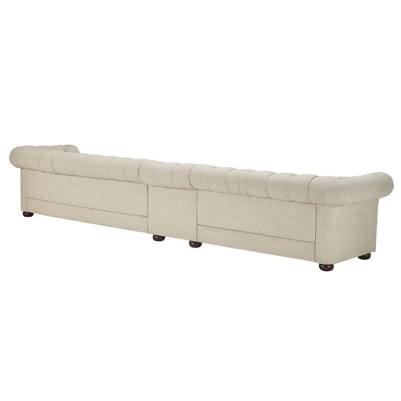 Beige Linen Modular Sofa, 4-6 Seat, 117.6-164.8"W