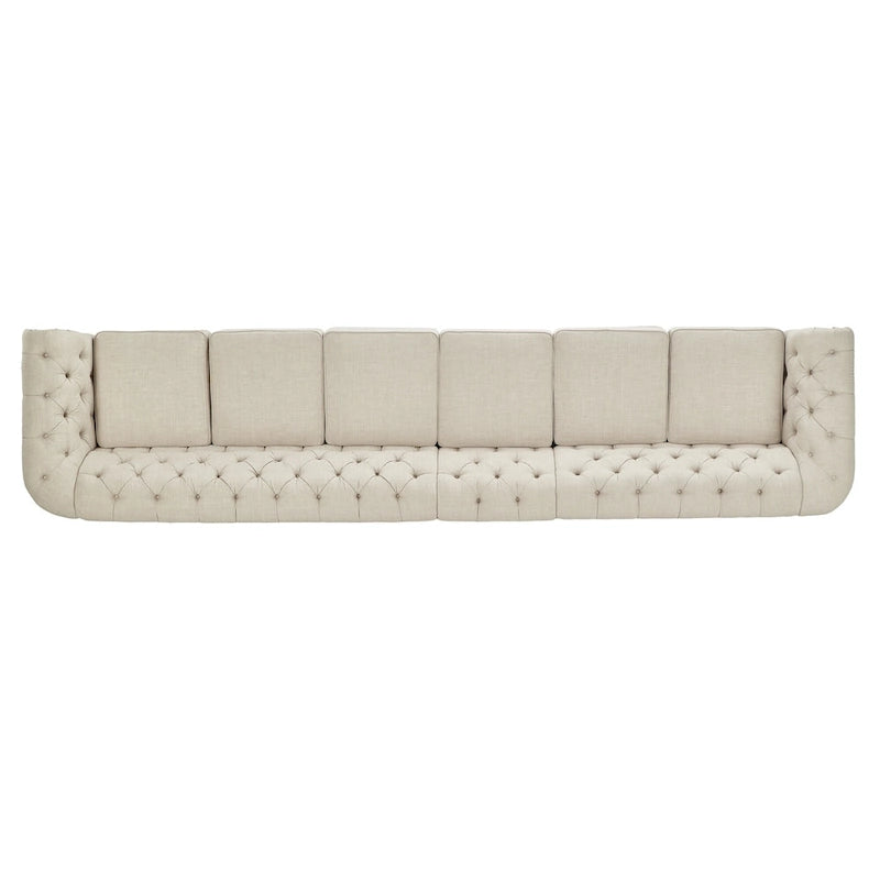 Beige Linen Modular Sofa, 4-6 Seat, 117.6-164.8"W