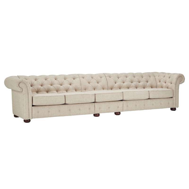 Beige Linen Modular Sofa, 4-6 Seat, 117.6-164.8"W