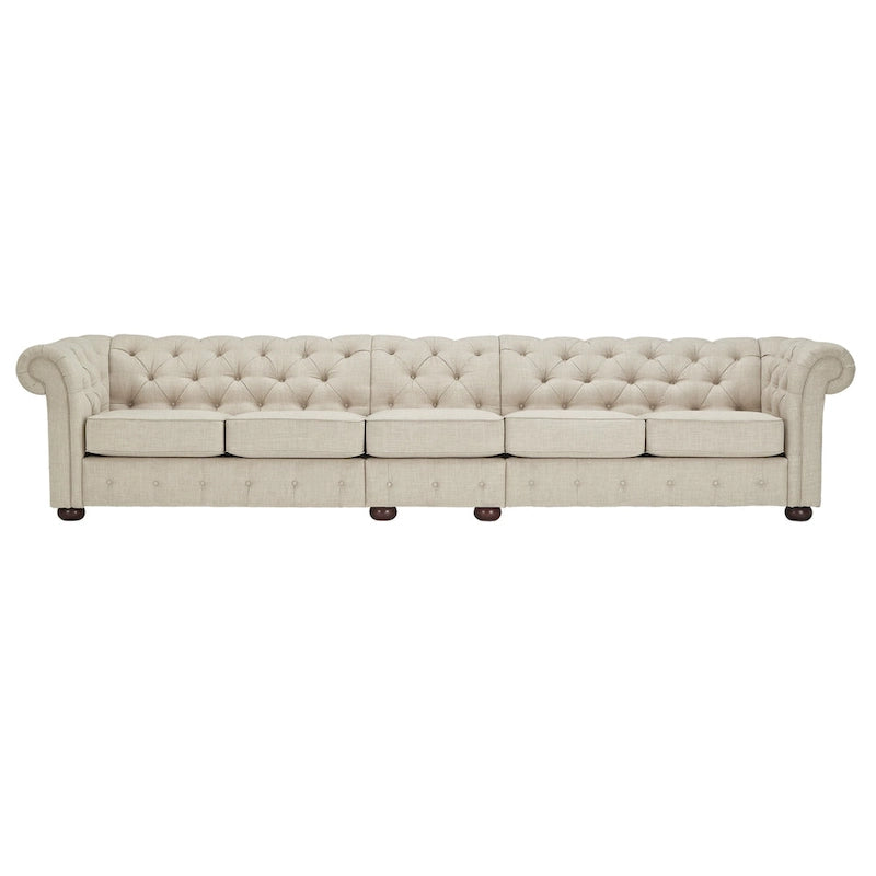 Beige Linen Modular Sofa, 4-6 Seat, 117.6-164.8"W