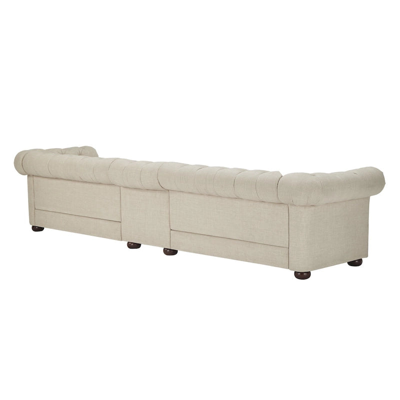 Beige Linen Modular Sofa, 4-6 Seat, 117.6-164.8"W