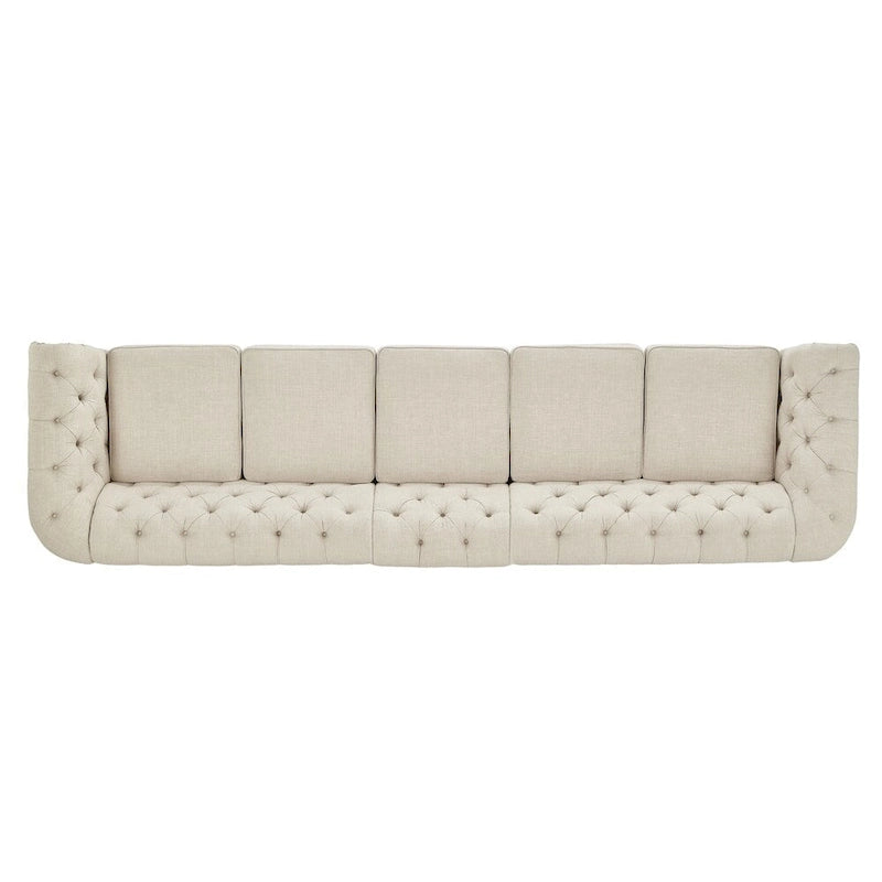 Beige Linen Modular Sofa, 4-6 Seat, 117.6-164.8"W