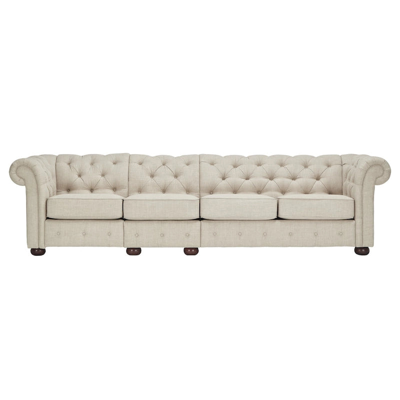 Beige Linen Modular Sofa, 4-6 Seat, 117.6-164.8"W