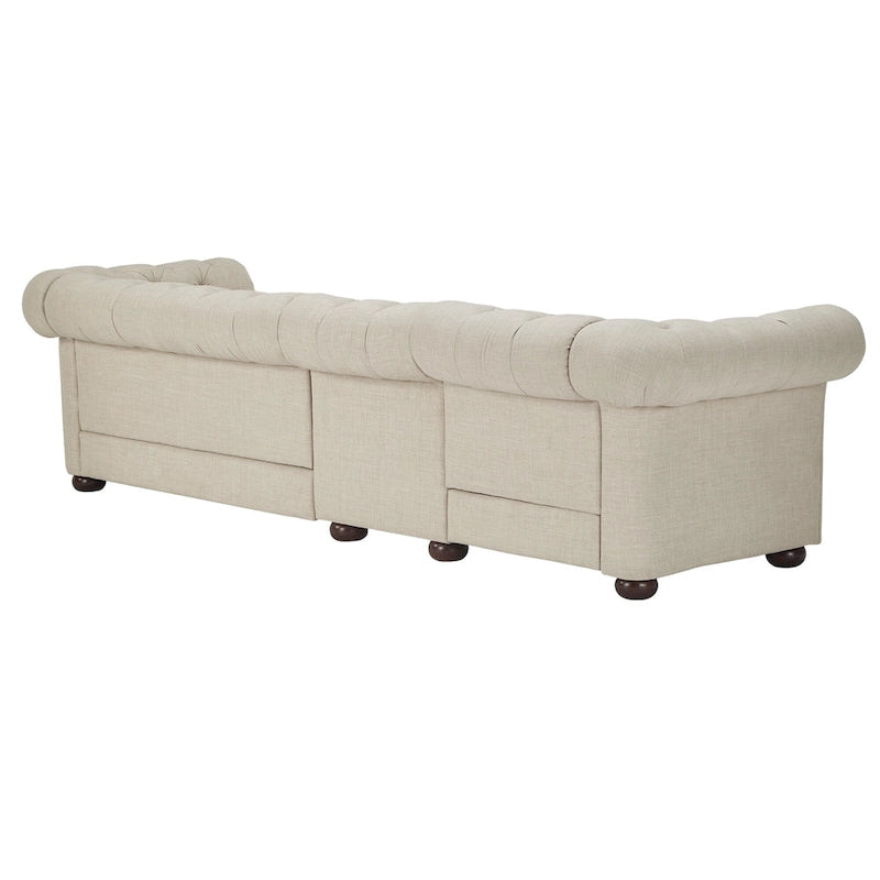 Beige Linen Modular Sofa, 4-6 Seat, 117.6-164.8"W