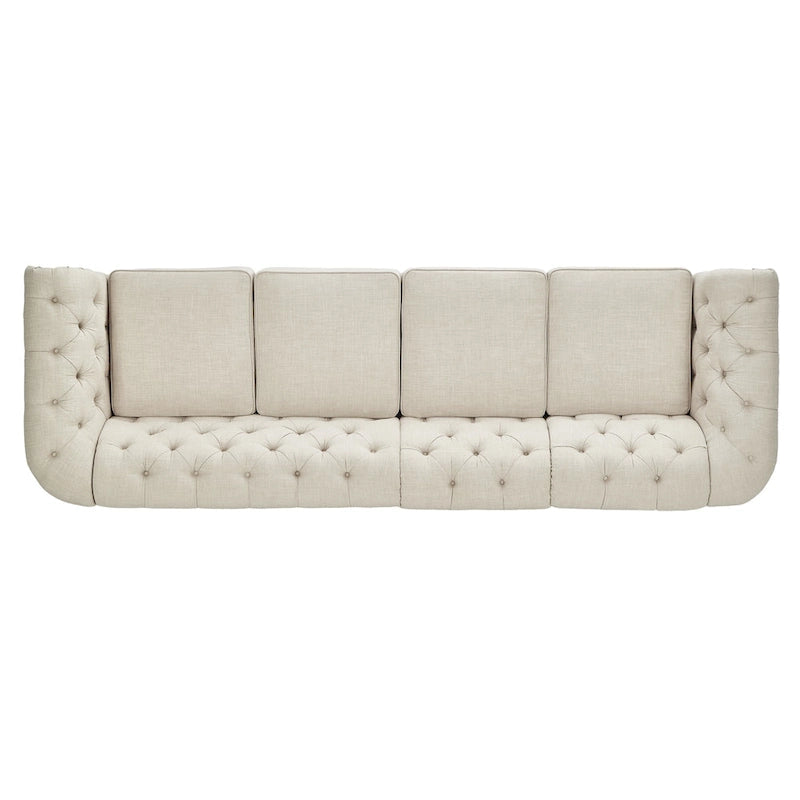 Beige Linen Modular Sofa, 4-6 Seat, 117.6-164.8"W