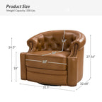 Felipe Modern Genuine Leather Swivel Chair With Tufted Back Set of 2 By