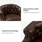 Felipe Modern Genuine Leather Swivel Chair With Tufted Back Set of 2 By