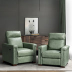 Alicia 34.65 Wide Contemporary Classic Genuine Leather Power Recliner With USB Port (Set of 2)