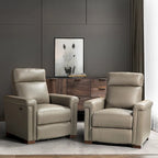 Alicia 34.65 Wide Contemporary Classic Genuine Leather Power Recliner With USB Port (Set of 2)