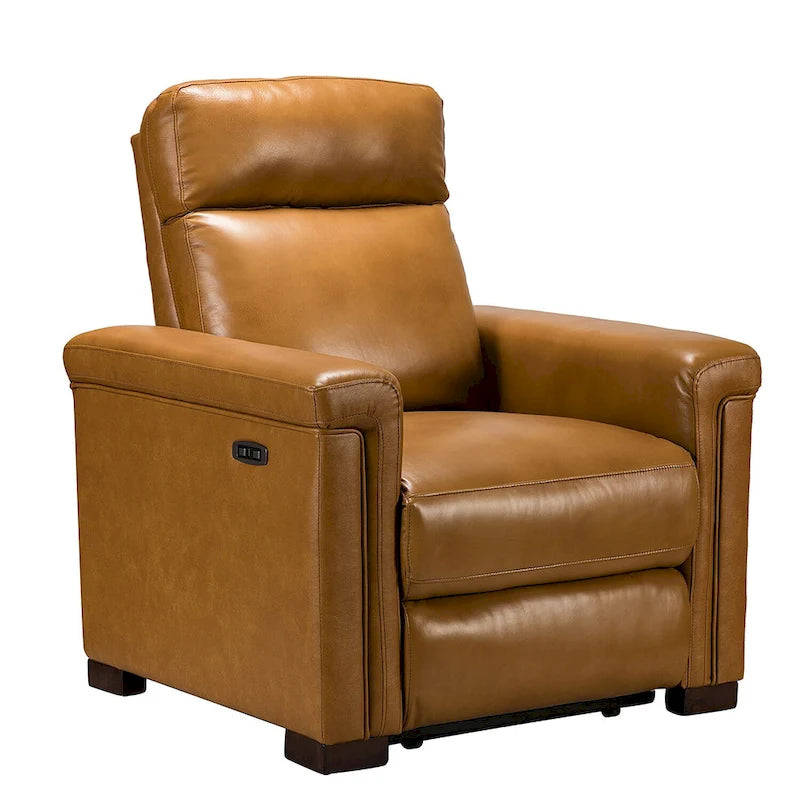 Alicia 34.65 Wide Contemporary Classic Genuine Leather Power Recliner With USB Port (Set of 2)