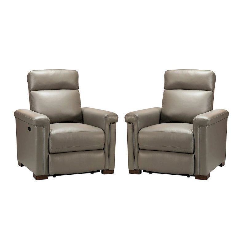 Alicia 34.65 Wide Contemporary Classic Genuine Leather Power Recliner With USB Port (Set of 2)