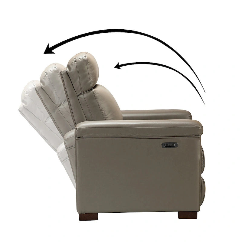 Alicia 34.65 Wide Contemporary Classic Genuine Leather Power Recliner With USB Port (Set of 2)