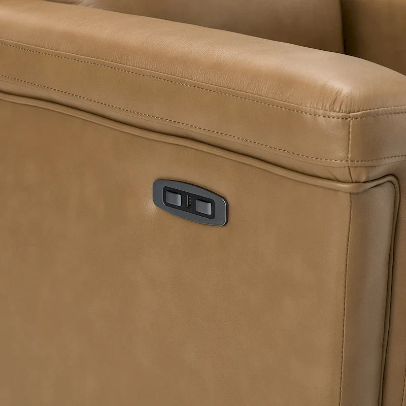 Alicia 34.65 Wide Contemporary Classic Genuine Leather Power Recliner With USB Port (Set of 2)