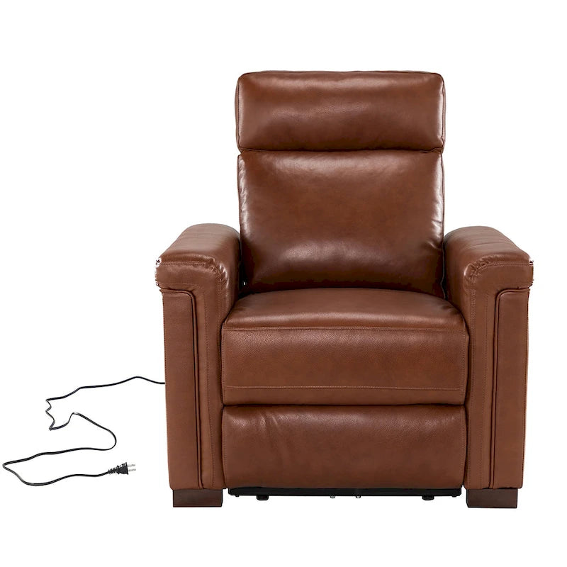 Alicia 34.65 Wide Contemporary Classic Genuine Leather Power Recliner With USB Port (Set of 2)