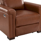 Alicia 34.65 Wide Contemporary Classic Genuine Leather Power Recliner With USB Port (Set of 2)