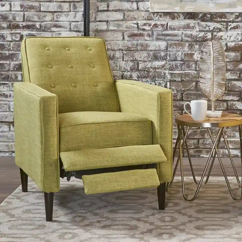 Mid-Century Button Tufted Fabric Recliner, 27"W