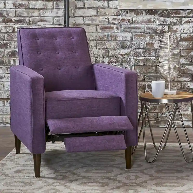 Mid-Century Button Tufted Fabric Recliner, 27"W