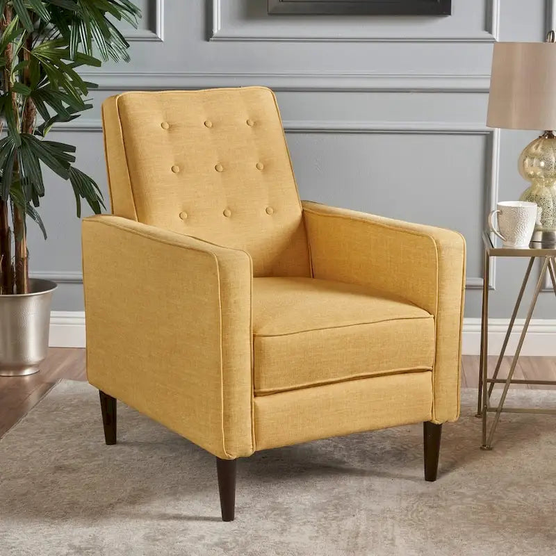 Mid-Century Button Tufted Fabric Recliner, 27"W