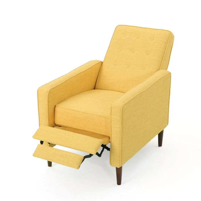 Mid-Century Button Tufted Fabric Recliner, 27"W