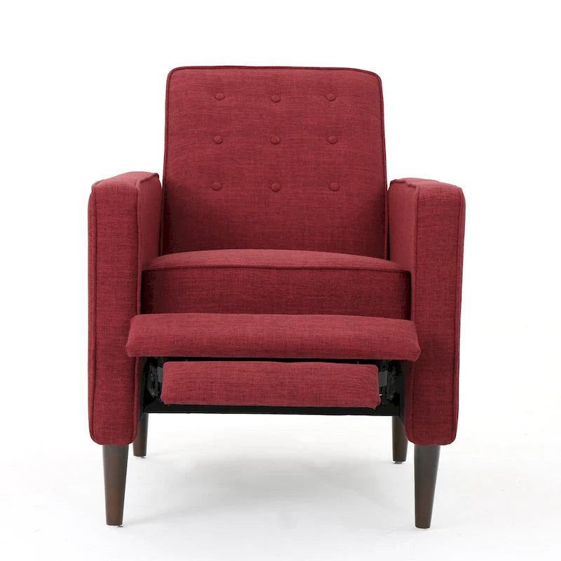 Mid-Century Button Tufted Fabric Recliner, 27"W
