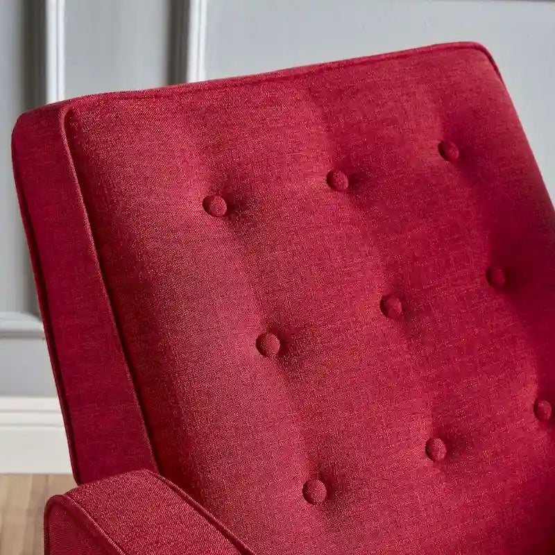 Mid-Century Button Tufted Fabric Recliner, 27"W