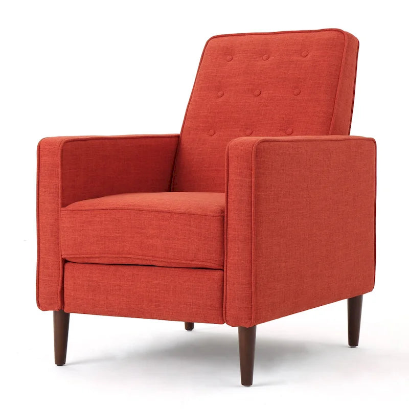 Mid-Century Button Tufted Fabric Recliner, 27"W