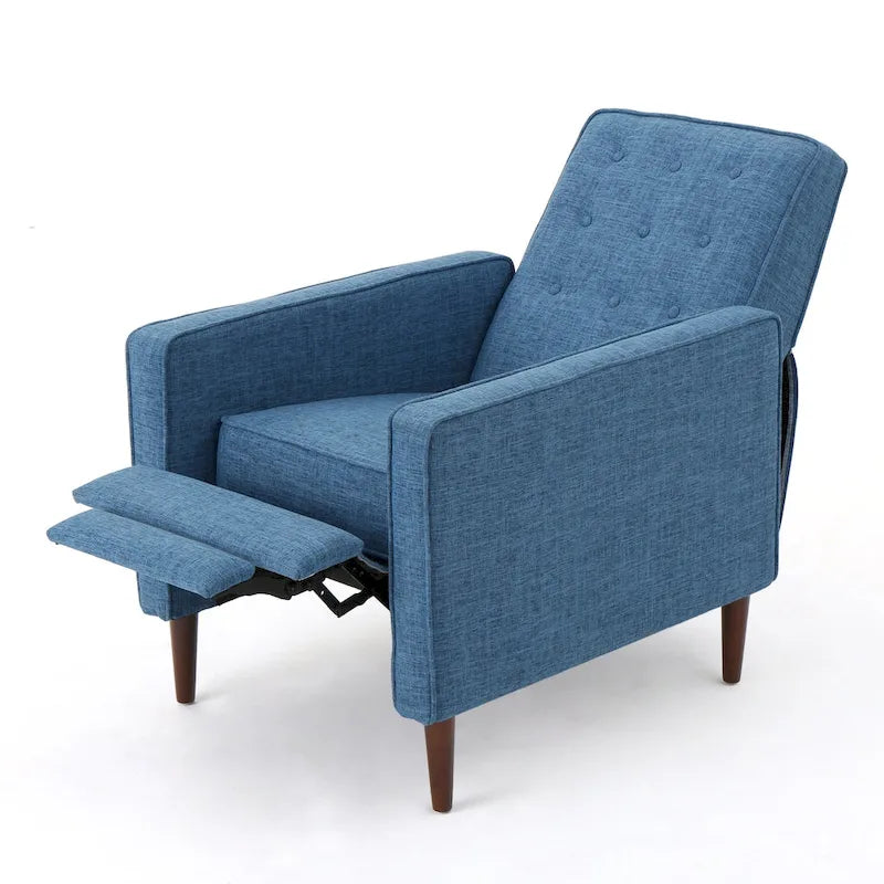 Mid-Century Button Tufted Fabric Recliner, 27"W