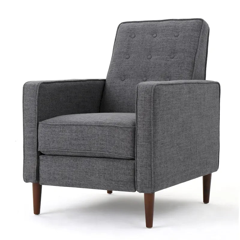 Mid-Century Button Tufted Fabric Recliner, 27"W