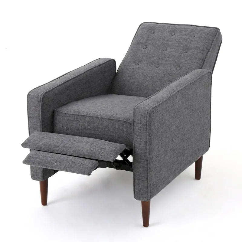 Mid-Century Button Tufted Fabric Recliner, 27"W