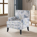 Club Chair Linen Upholstered Accent Armchair with Nailhead Trim and Wood Legs, Rivets design