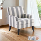 Club Chair Linen Upholstered Accent Armchair with Nailhead Trim and Wood Legs, Rivets design