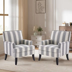 Club Chair Linen Upholstered Accent Armchair with Nailhead Trim and Wood Legs, Rivets design