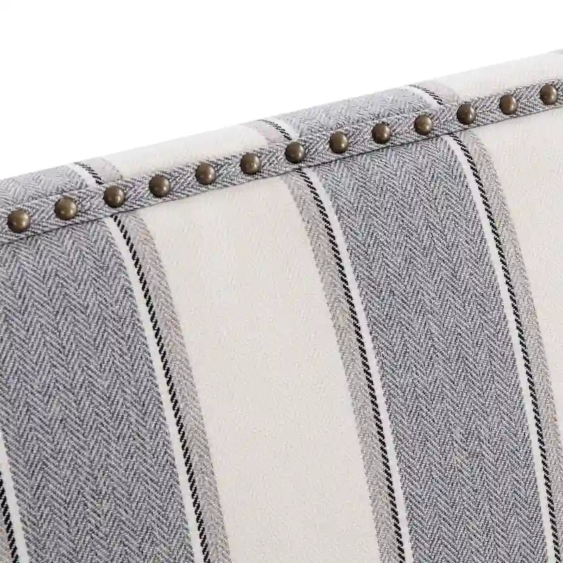 Club Chair Linen Upholstered Accent Armchair with Nailhead Trim and Wood Legs, Rivets design