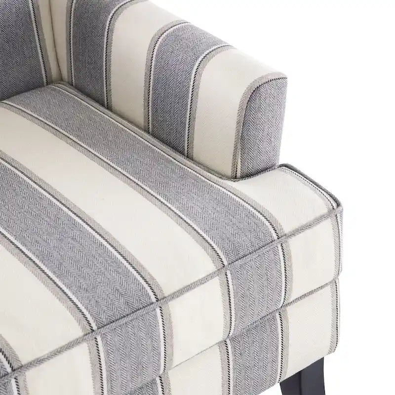 Club Chair Linen Upholstered Accent Armchair with Nailhead Trim and Wood Legs, Rivets design