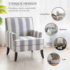 Club Chair Linen Upholstered Accent Armchair with Nailhead Trim and Wood Legs, Rivets design