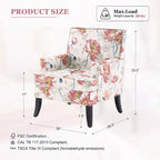 Club Chair Linen Upholstered Accent Armchair with Nailhead Trim and Wood Legs, Rivets design