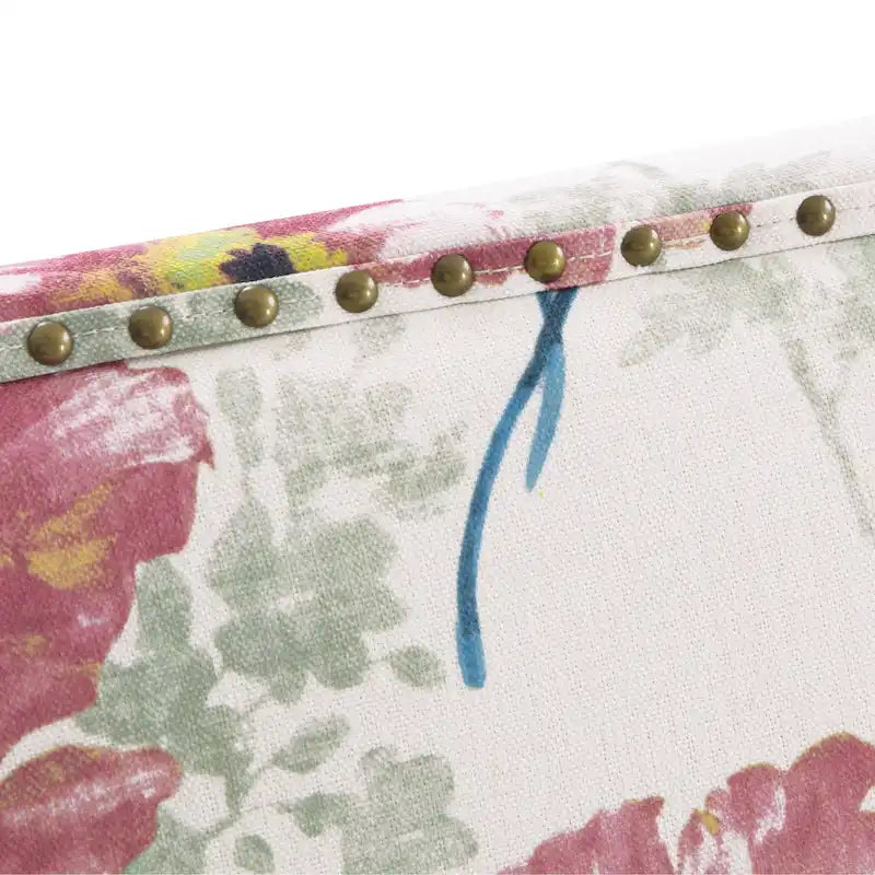 Club Chair Linen Upholstered Accent Armchair with Nailhead Trim and Wood Legs, Rivets design