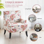 Club Chair Linen Upholstered Accent Armchair with Nailhead Trim and Wood Legs, Rivets design